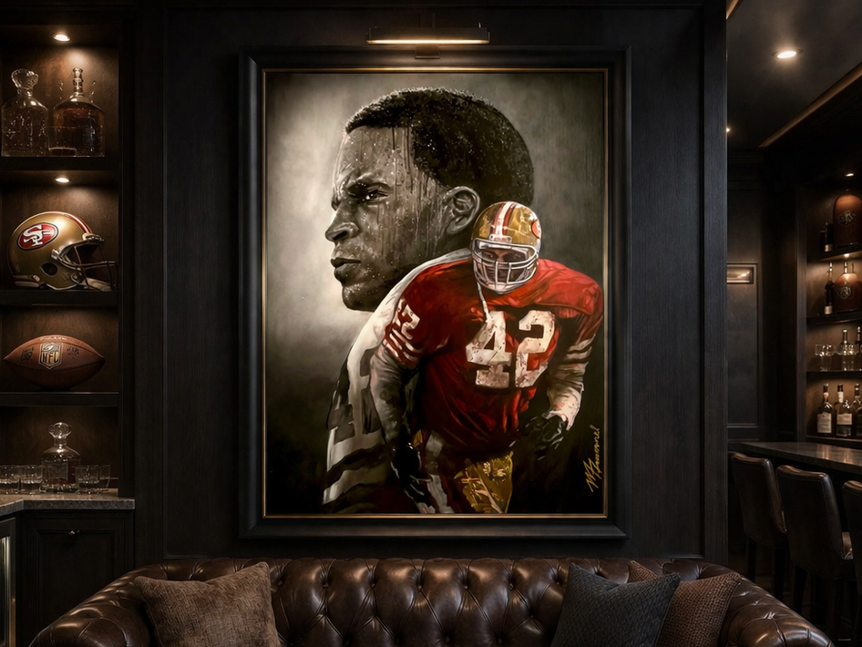 The HITMAN – Ronnie Lott Inspired 49ers Fine Art Oil & Gold Leaf on Canvas. 16x20” Prints
