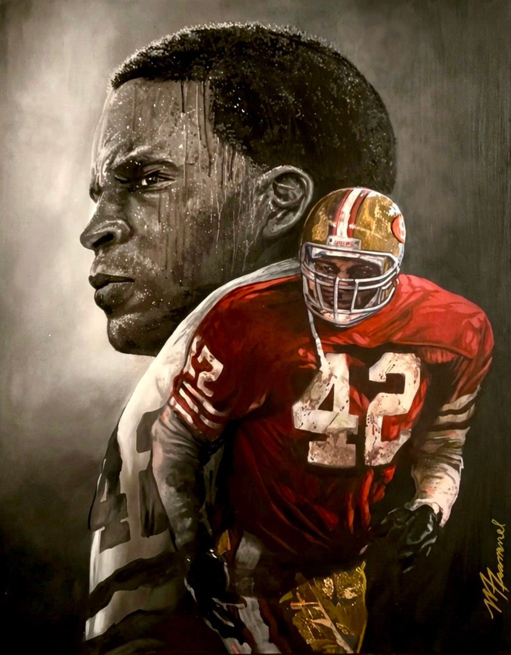 The HITMAN – Ronnie Lott Inspired 49ers Fine Art Oil & Gold Leaf on Canvas. 16x20” Prints